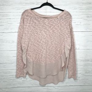 Deletta Pink Knit Layered Look Long Sleeve Sweater